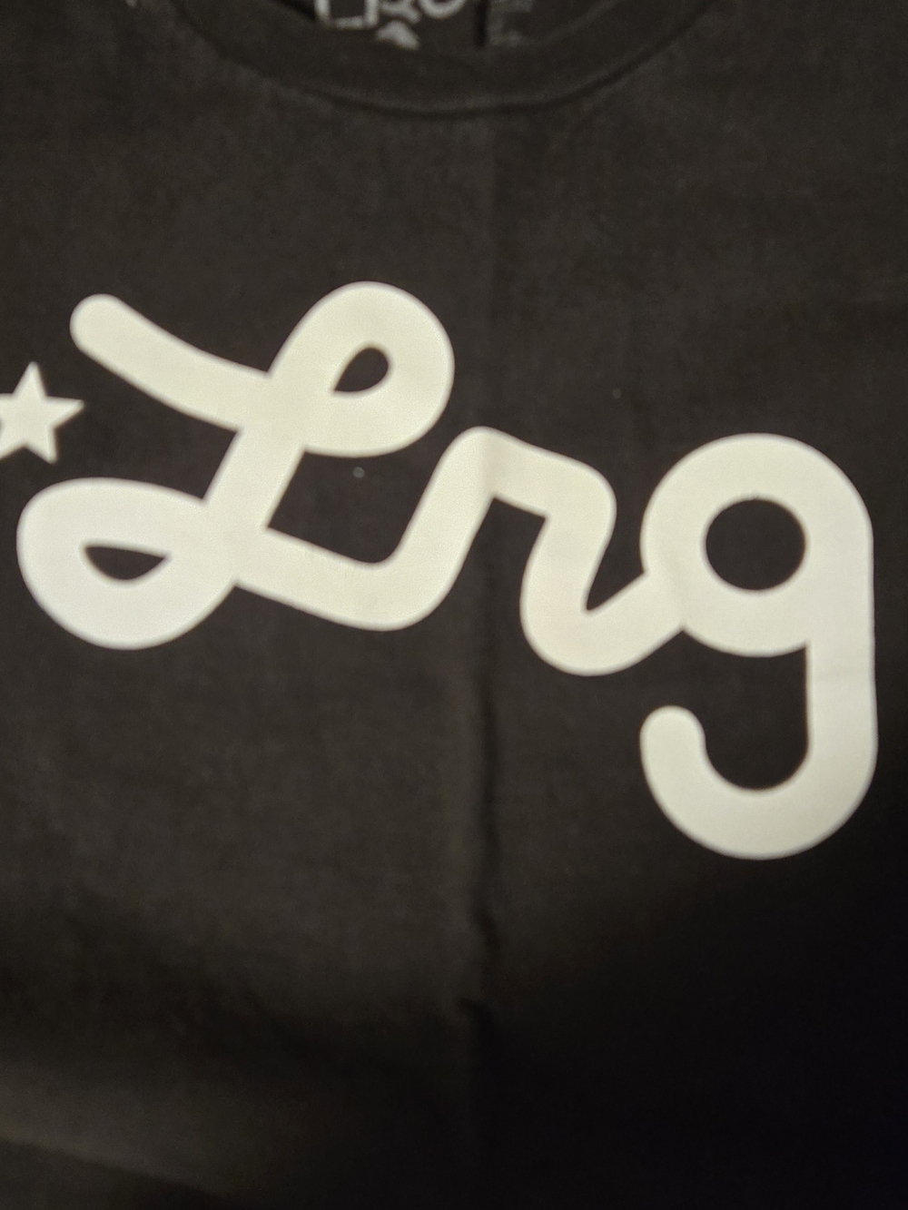 LRG White Script Logo on Black Tee